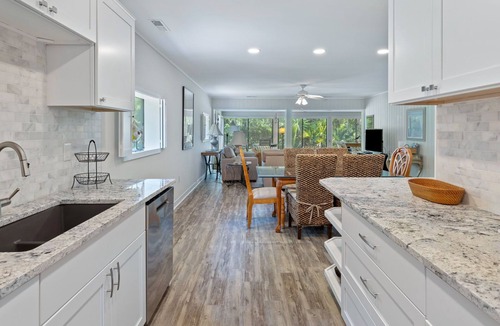 Sea Pines Villa | 104 Fairway Lane - Updated Ground Floor Villa with Golf Views! Pet Friendly