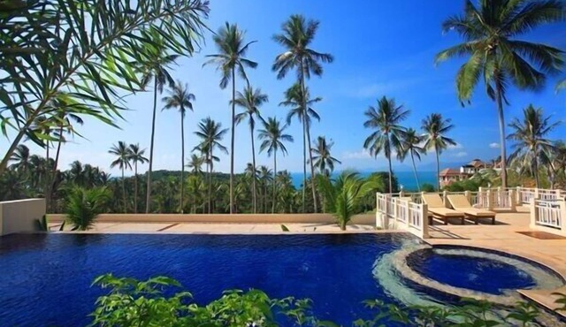 Luxurious semi - detached 2 bedroom Villa with 2 superb pools and sea views